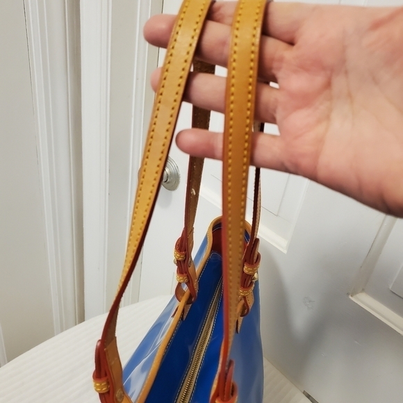 Dooney & Bourke Blue Large Shopper's Tote, colorful, shiny, Versatile - Picture 8 of 12